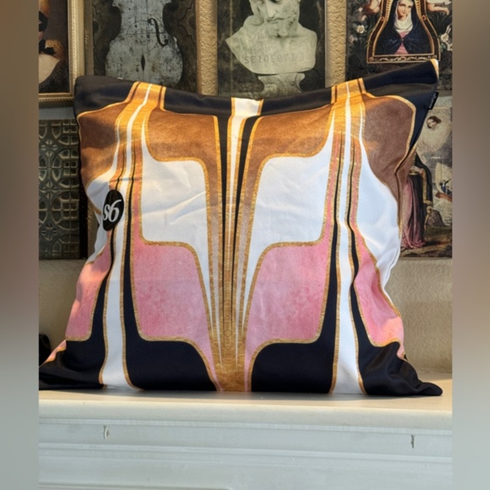 Society6 MCM‎ Pillow Case Watercolor Abstract/ Gold, Blush Pink, Brown